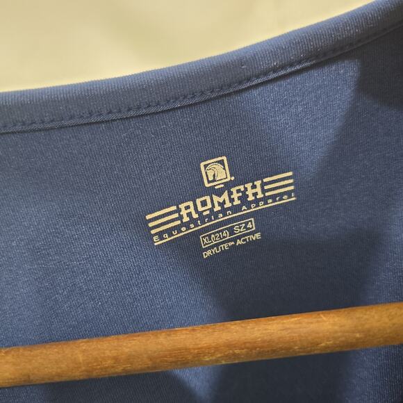 ROMFH Shirt XL 1214 SZ 4 Blue Dri Lite Active Equestrian Horse Riding - Picture 3 of 11